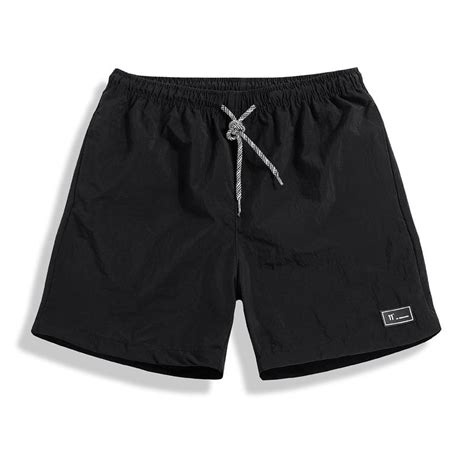 Men Summer Casual Sports Black Short Pants Elastic Waist Beach Waist