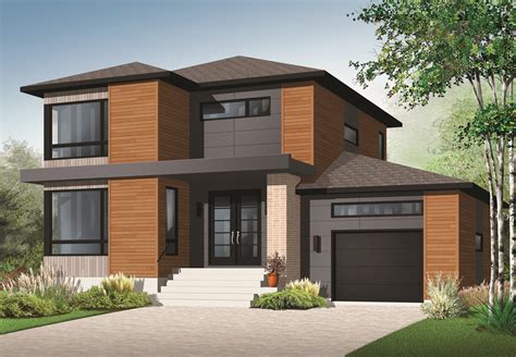 Plan 22322dr Stately Modern With Garage Modern Style House Plans