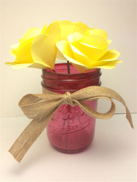 March 21 2016 Tinted Mason Jar With Paper Roses Tinted Mason Jars