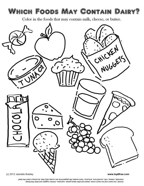 Food picture crossword source : Dairy Coloring Page - Coloring Home