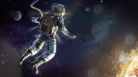 Hd Wallpaper Astronaut Falling Down Sci Fi Stars Fire Artwork