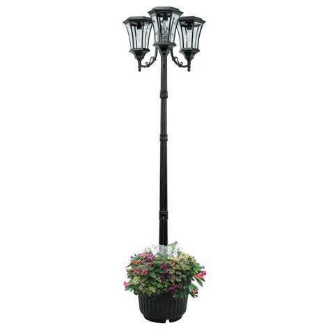 Made out of aluminium, the sterno home solar street light promises weather resistance. SunRay Avalon 84 in. 3-Head Black Outdoor Solar Lamp Post ...