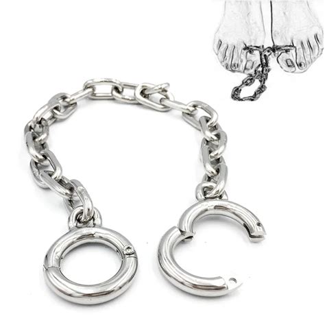 304 Stainless Steel Toes Ring Toes Bondage Cuffs Long Chain Shackles