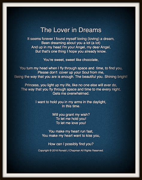 the lover in dreams poem by ronald chapman poem hunter