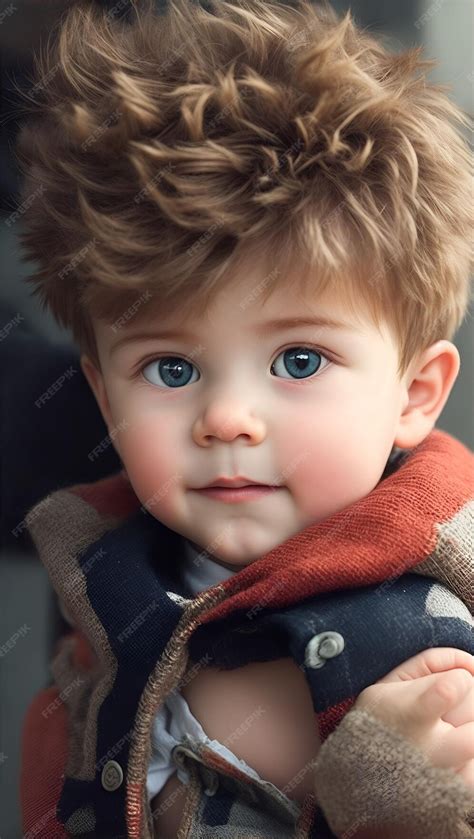 Premium Ai Image Portrait Cute Boy Brown Hair Ai Generative Illustration