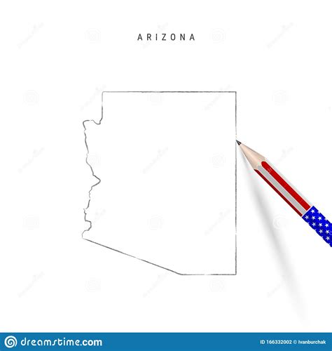 Arizona Us State Vector Map Pencil Sketch Arizona Outline Map With