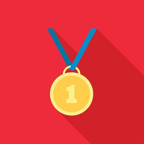 Gold Medal Icon In Flat Style 14449096 Vector Art At Vecteezy