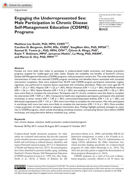 pdf engaging the underrepresented sex male participation in chronic disease self management