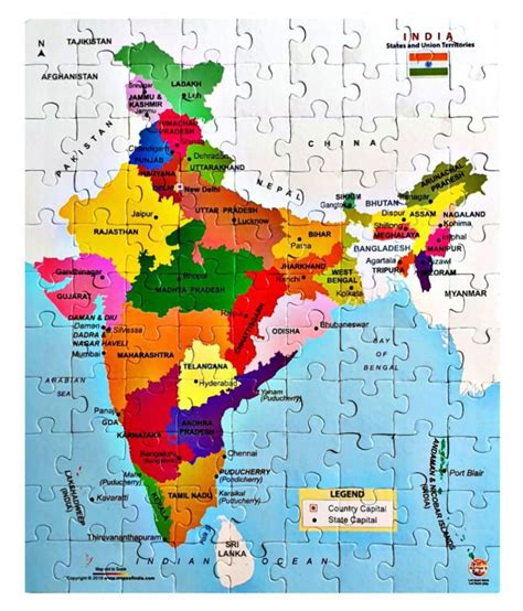 It is one of the world's most ethnically diverse countries. MJ@ States of India Map Puzzle - Educational Toy and ...