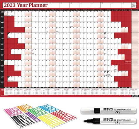 2023 Laminated Year Yearly Annual Office Home Wall Planner Calendar