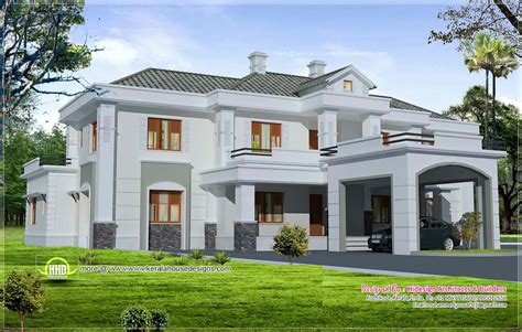 Luxury Colonial Style Home Design With Court Yard Kerala Home Design