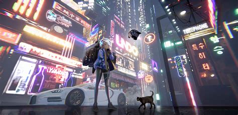 2560x1080 Anime Girl Time In A City 4k 2560x1080