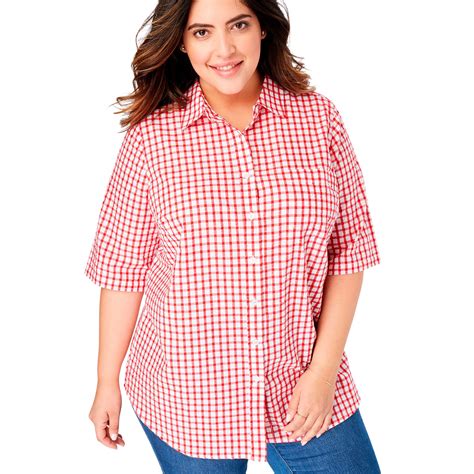 Maybe you would like to learn more about one of these? Woman Within - Woman Within Plus Size Short Sleeve Button ...