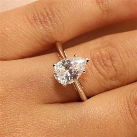 Buy 14K White Gold Finish 2 Carat Pear Shaped Diamond Engagement Ring