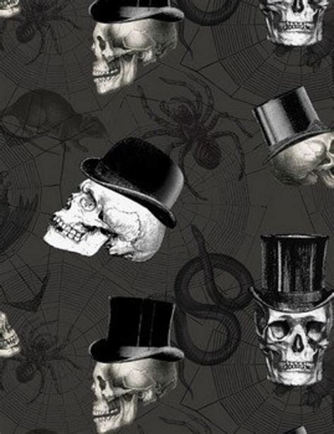 Skull Fabric Top Hat Skulls Wicked By Timeless Treasures By The Half Or Full Yard Etsy