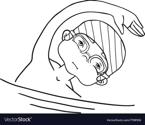 Swim Crawl Boy Color Drawing Royalty Free Vector Image