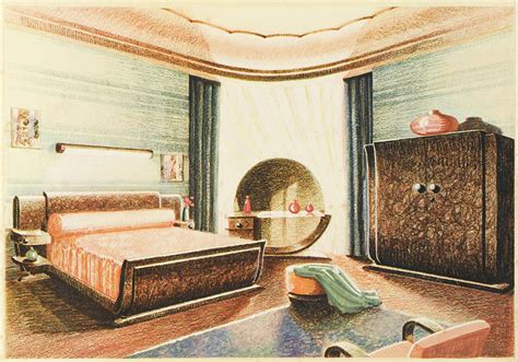 A Spacious Art Deco Bedroom Designed Drawing By Mary Evans Picture Library