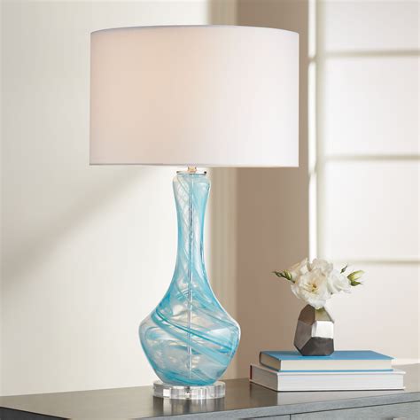 Possini Euro Design Modern Table Lamp 285 Tall Clear Blue Art Glass