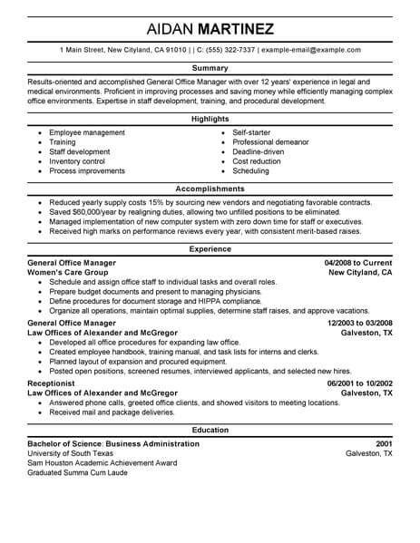 Professional general assistant resume examples & samples. Best Administrative General Manager Resume Example From Professional Resume Writing Service
