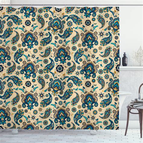 Paisley Shower Curtain Colorful Vintage Floral Design Pattern With Oriental Paisley Retro