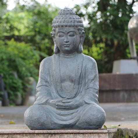 Buddha Sitting 61cm Grey Charcoal Effect