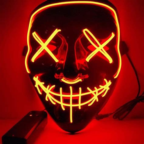 Fanlus Halloween Mask Led Light Up Purge Mask For Festival Cosplay