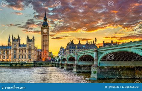 Big Ben And Westminster Bridge In London At Sunset The United Kingdom