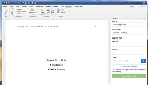 Customizing Your Title Page Add In Perrla