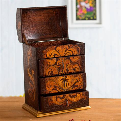 Hand Painted Wood Jewelry Box Love Blossom Novica