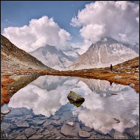 Cristal Clear Mountain Lake On Valais Swiss Region Near Great Aletsch