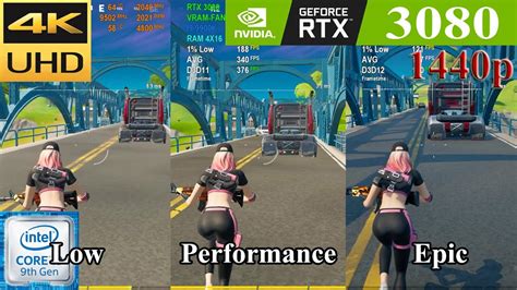 Fortnite Rtx 3080 1440p Performance Mode Vs Epic And Low Settings