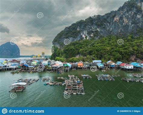 Aerial View Of Ko Panyi Also Known As Koh Panyee Is A Fishing Village In Phang Nga Province