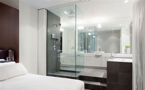 Master bedroom / bathroom, combo. Bright And Beautiful Urban Renovation Unites Two ...