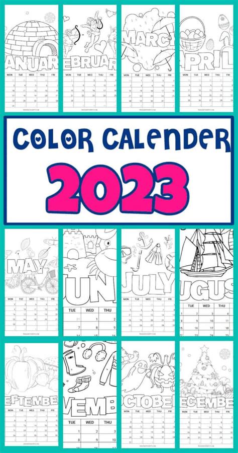 2023 Coloring Calendar Printable Template Calendar