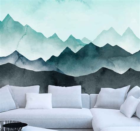 Painted Blue Mountains Mountain Mural Tenstickers