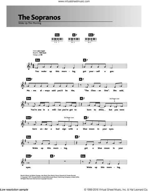 Woke Up This Morning Theme From The Sopranos Sheet Music