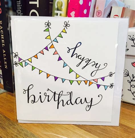 These birthday cards ideas are funny and easy. Happy Birthday Card Flag Cute White Design Handmade Drawn ...