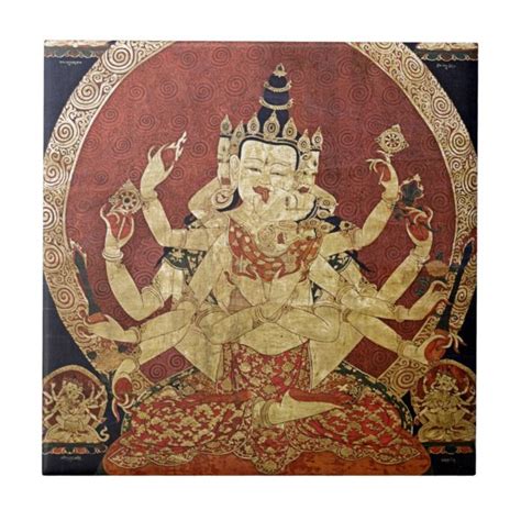 Tibetan Thangka Art Tile Zazzle In 2022 Tantra Art Thangka Tile Art