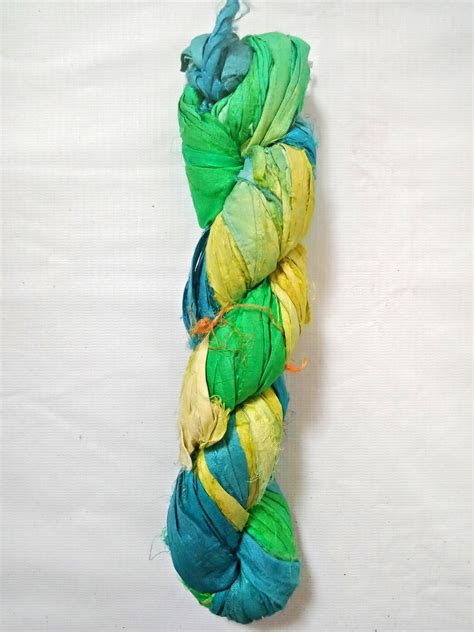 Recycled Sari Silk Ribbons Hank Multi Color Silk Crochet Etsy