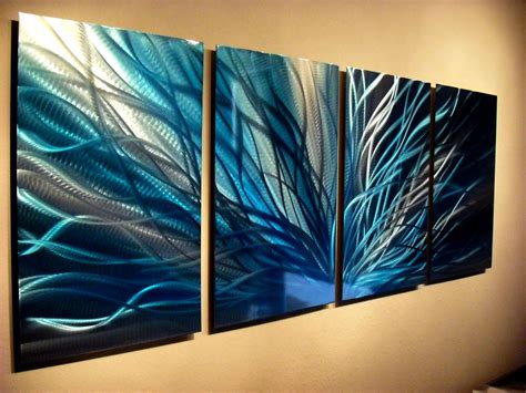 Radiance In Blues Abstract Metal Wall Art Contemporary