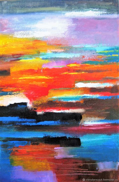 Bright Abstract Oil Painting On Canvas Of Landscape
