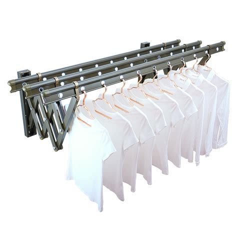 Customizable Luxury Aluminum Wall Mount Hanging Clothes Rack Push Pull