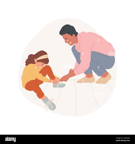 Learn To Tie Laces Abstract Concept Vector Illustration Teaching Kid