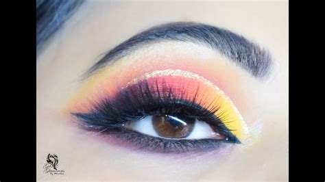 Sunset Cut Crease Eye Makeup Tutorial Red Orange And Yellow Eye