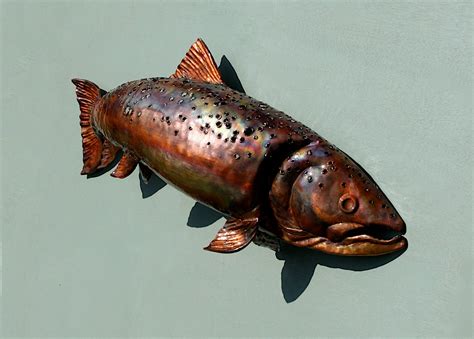 Emily Stone Copper Fish Brown Trout Sculpture 4 Copper Creatures