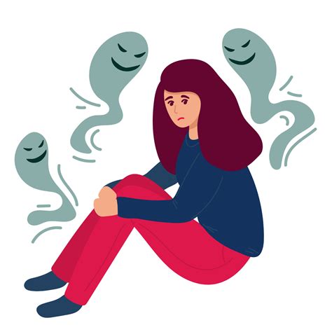 Mental Health Problem Concept Young Woman Surrounded By Fears