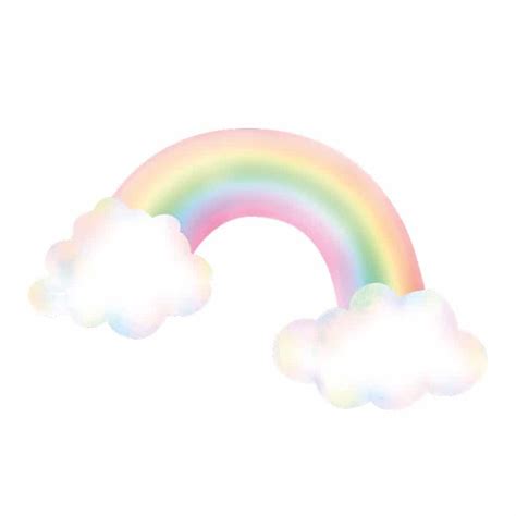 Pastel Rainbow With Clouds Wall Sticker Rainbow Wall Stickers