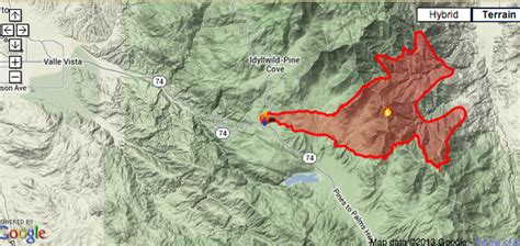 California Fires 2013 Map Idyllwild Wildfire Spreads To 23000 Acres