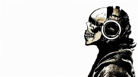 Hd Wallpaper Skull Wearing Headphones Artwork Music Skeleton Copy