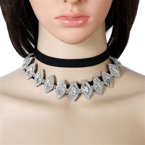 Luxury Crystal Eyes Design Choker Necklaces Black Velvet Handmade Chokers Chocker For Women